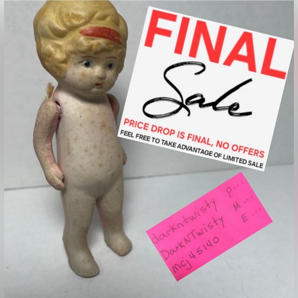 No Brand Other - Antique 4.5” Bisque “jointed” Doll Arms move approx 1800’s-early 1900’s $FIRM